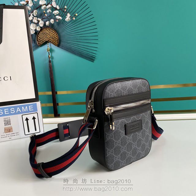Gucci古馳包包 G家新款男包 598103 古奇黑色GG印花男士小號斜挎包 gdj1462